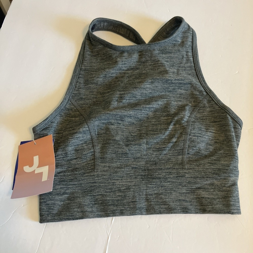 Joy Lab Sports Bra Women XS Charcoal NWT Medium Support Longline Crossback C806
